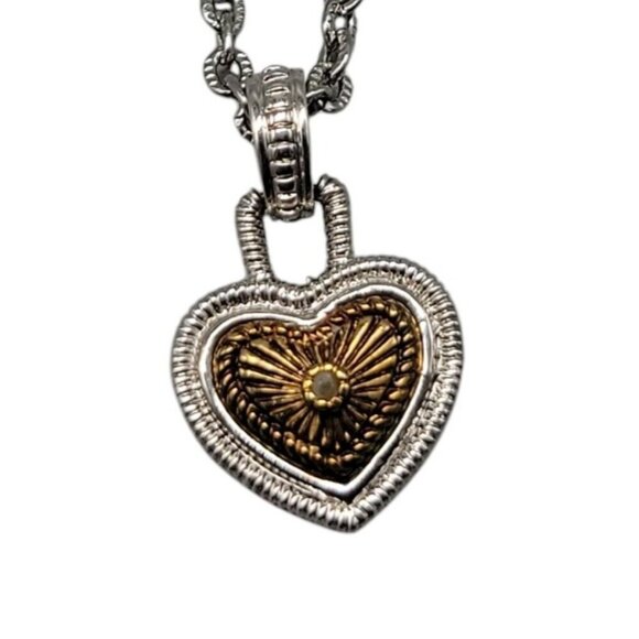 Camellia Necklace Etched Diamond Yellow Gold Rhodium-plated Silver Tone 18" - Picture 10 of 11